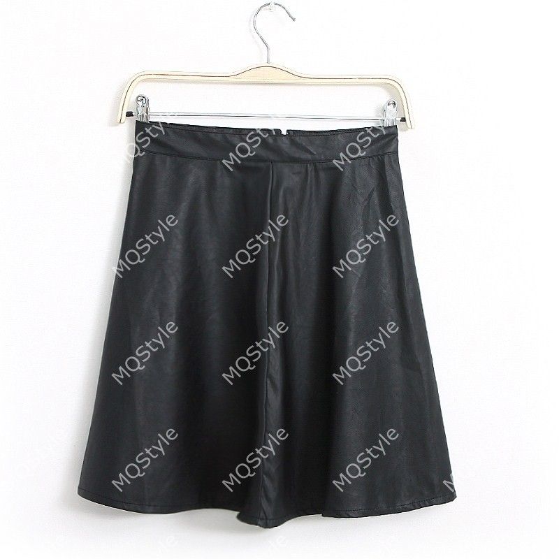 New Womens European Fashion Slim Sexy Faux Leather Zip Mini Skirts