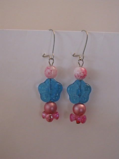 Pink/Blue Flower Earrings by Eya #12