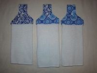 Hanging Kitchen Towel--Blue Damask