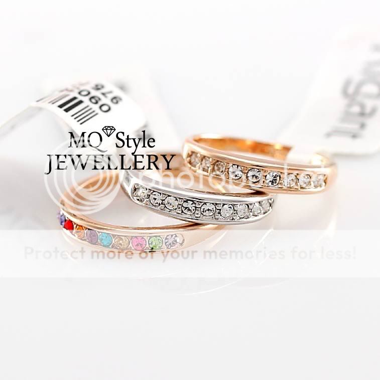 18K Gold Plated GP Colorful OL Zircon Crystal Ring 3 Colors Y002