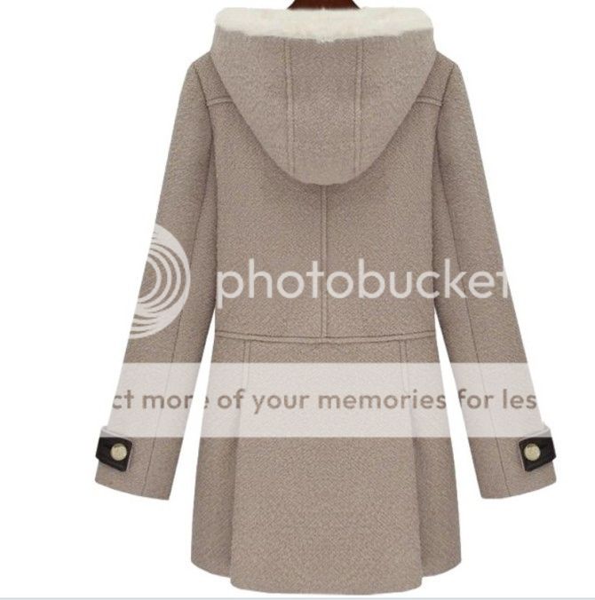 New Womens European Fashion Faux Fur Buckel Wool Warm Trench Coat 2 Colors B637
