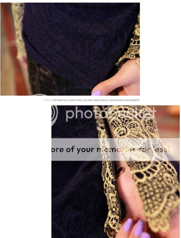 New Womens European Fashion Lace Sleeve Cuff Hollow Splicing Retro Shirt E506 TQ