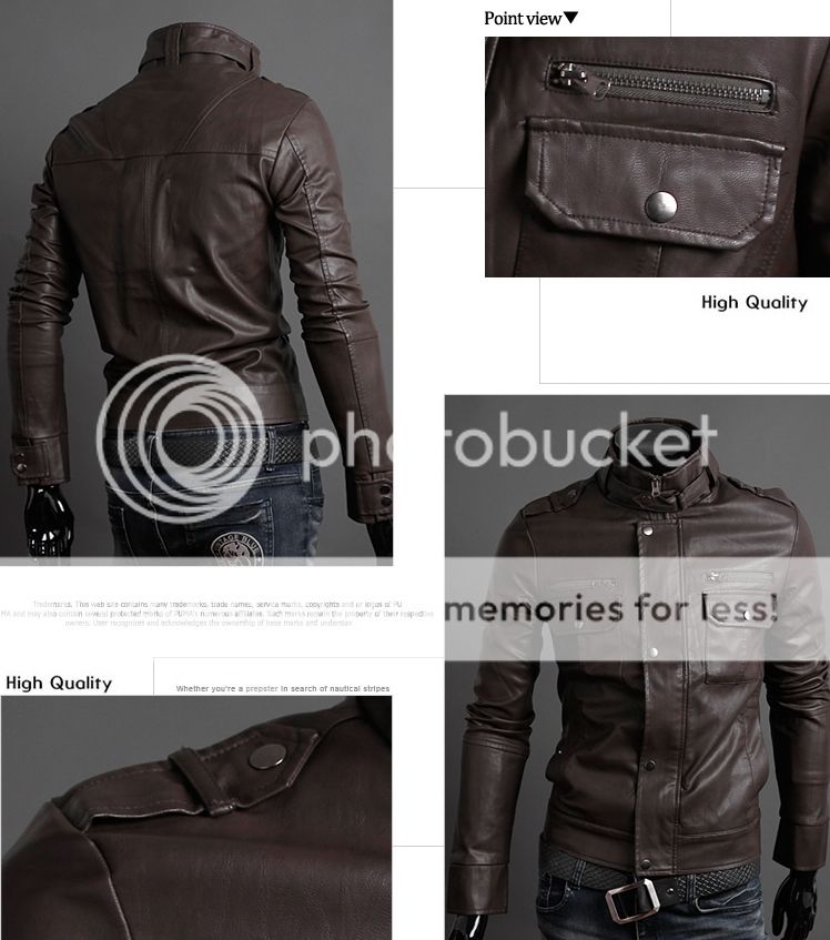 Mens Slim Top Designed Sexy PU Leather Short Jacket Coat 3 Color 4 Size N114