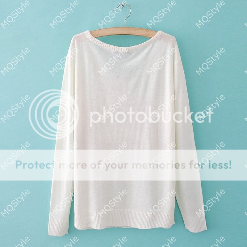 Womens Girls Fashion Loose Crewneck Mouth Lip Sequins Long Sleeve Sweaters B2937