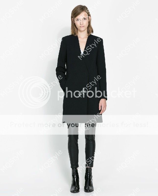 New Womens European Fashion V Neck Slim OL Lapel Blazer Trench Coat B3065C