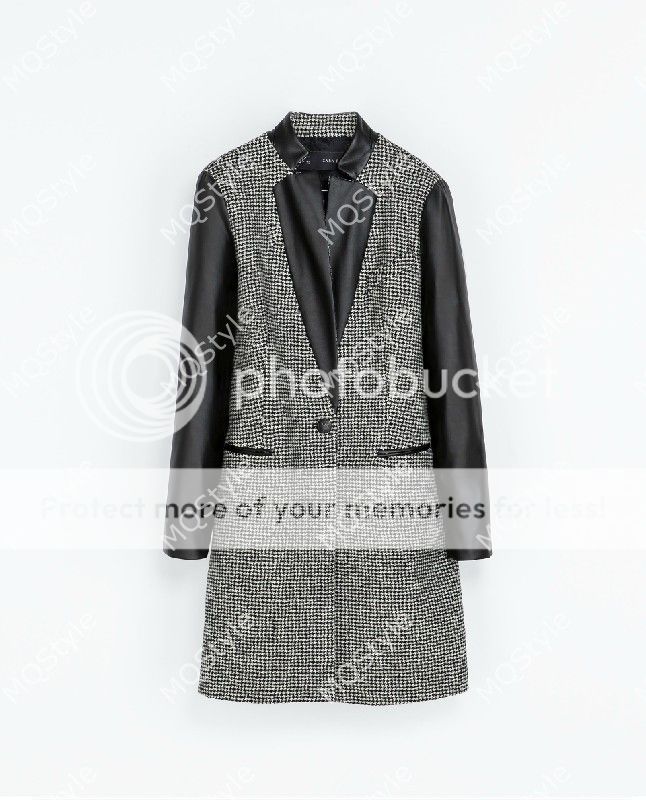 New Womens European Fashion Faux Leather Splice Lapel Vogue Trech Coat B3066