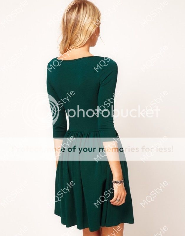 Womens Fashion Crewneck Pleated Hem Sexy Long Sleeve Mini Dress 5 Colors B3228