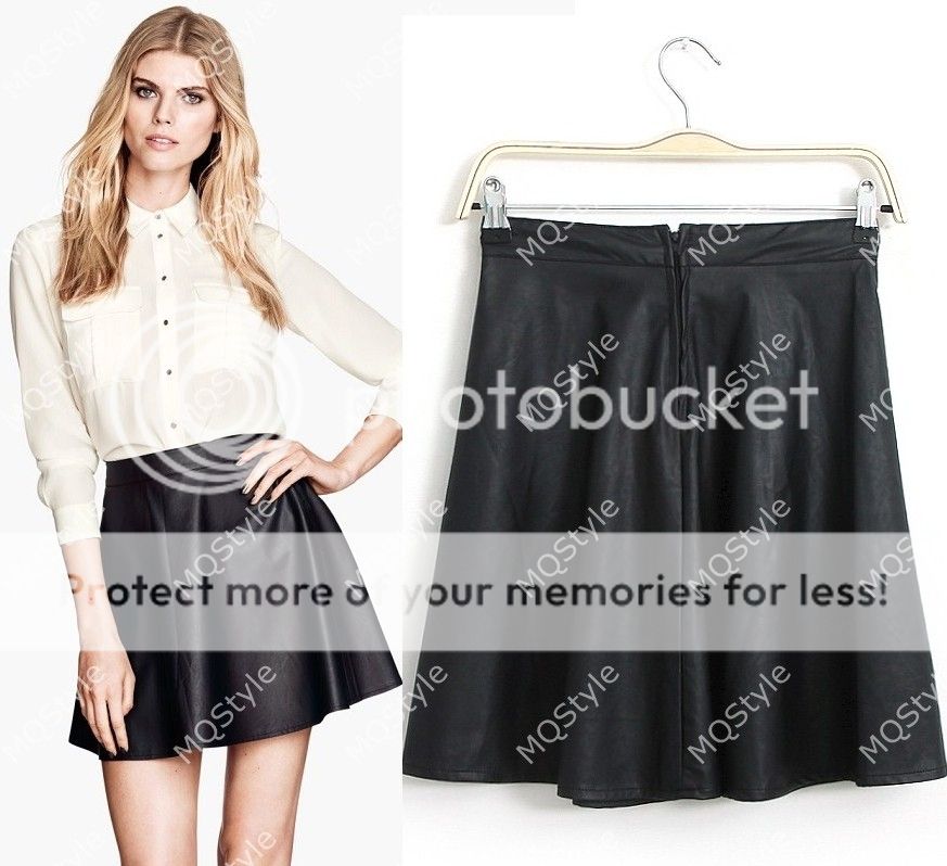 New Womens European Fashion Slim Sexy Faux Leather Zip Mini Skirts Black B3282