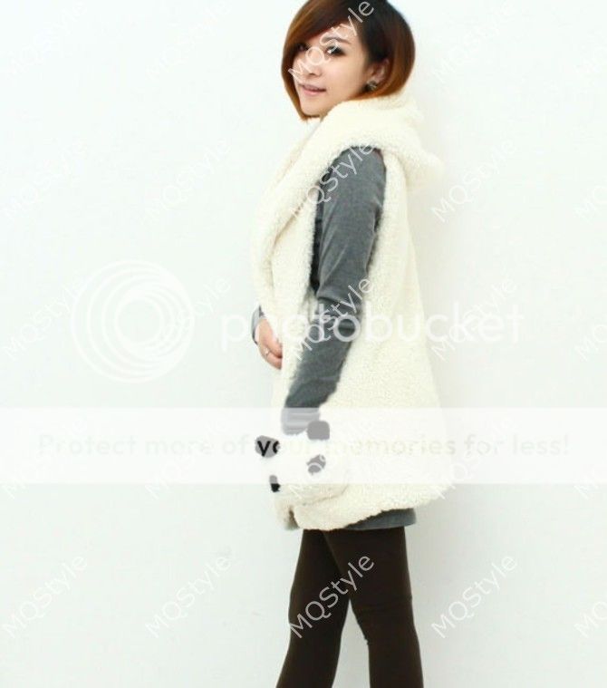 Womens European Fashion Fleece Sleeveless Lapel Zip Warm Vest Coat Jacket B3285