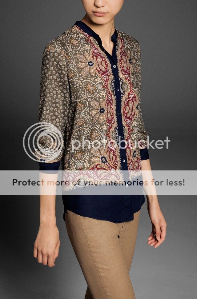 New Womens European Fashion V Neck Flower Print Shirts Blouse B3703