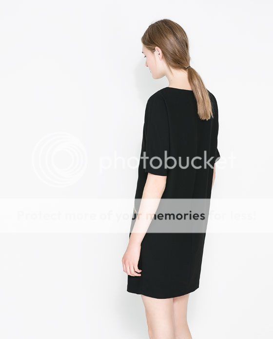 Womens European Fashion Crewneck Zip Pocket Short Sleeve Mini Dress B4072MS