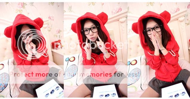 New Womens Korean Fashion Cute Bear Ears Zipper sweat Hoodie 7 Colors E743