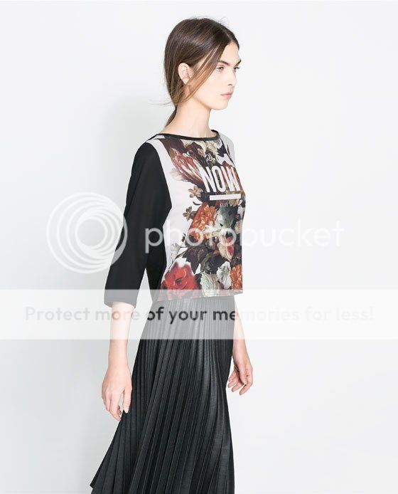 Womens European Fashion Now Flower Print Crewneck Long Sleeve Shirt B4254MS