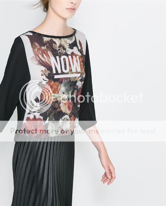 Womens European Fashion Now Flower Print Crewneck Long Sleeve Shirt B4254MS