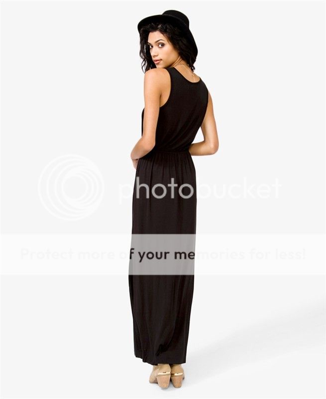 New Womens European Fashion Crewneck Split Sleeveless Chiffon Long Dress B1214