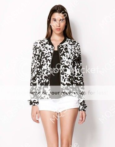 New Womens European Fashion Zip Camouflage Slim OL Blazer Coat Jacket B2574