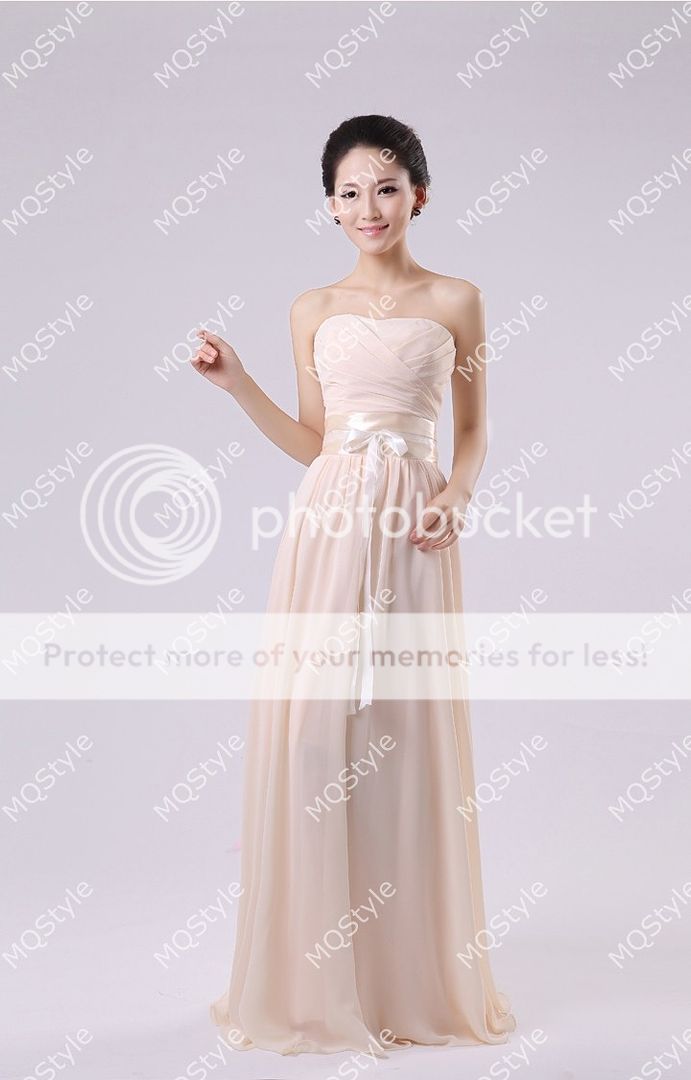 New Womens Chiffon Long Bridesmaid Wedding Evening Party Dress Satin Belt B2735C