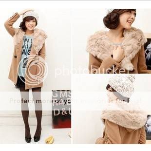 New Womens Trendy Korean Style Fur Collar Warm Flannel Coat / Jacket 