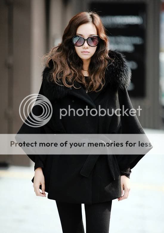 New Womens Luxury Collar Faux Fur Batwing Cape Poncho Jacket Coat K112