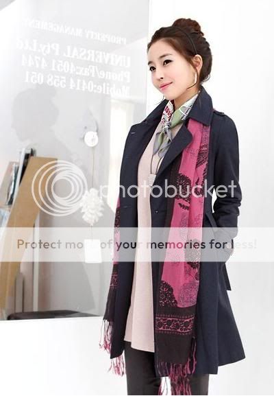 Women Korean Peacoat Double Breasted Trench Coat Long Top Outerwear XS 