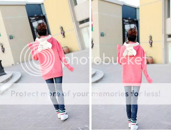 Women Cute Rabbit Ears Top Loose Pullover Hoodie Outerwear XS S C025 