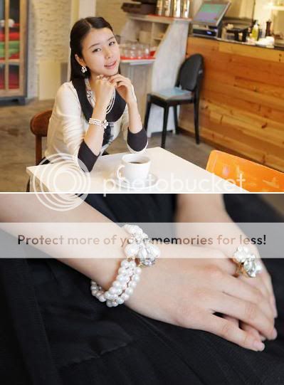 Crystal Pendant 3 String Pearls Fashion Bracelet P321  