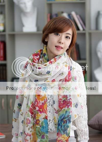 New Fashion Flower Pattern Neck Shawl Scarf Wrap 4 Colors  