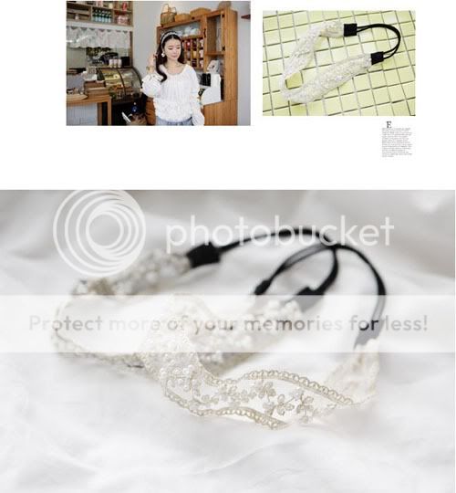   Imitation Pearl Lace Hair Band Headbands Sweet Gift Black Color Z971