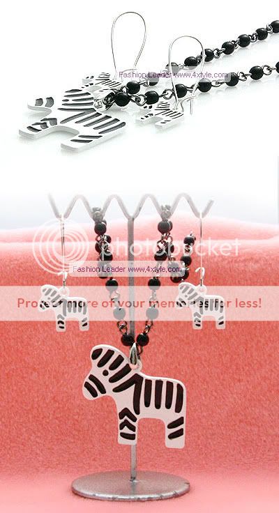 Korean Cute Zebra Black Bead Fashion Long Necklace Z102  