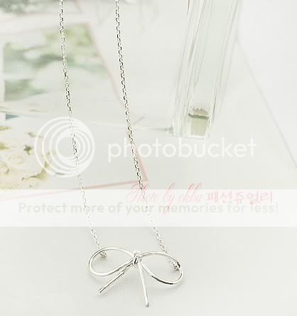 Korean Fashion Silver Color Butterfly Bow Necklace Z199  