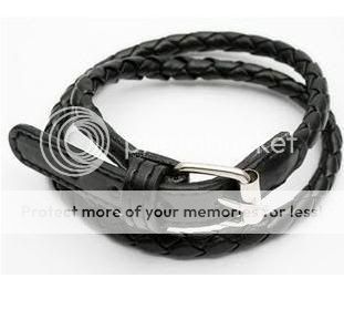 Korean Fashion Black Leather Wrapbelt Bracelet Hot Z436  