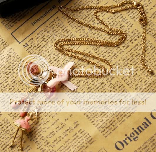 Pink Gold Color Dance Girl Shoes Fashion Necklace Z746  