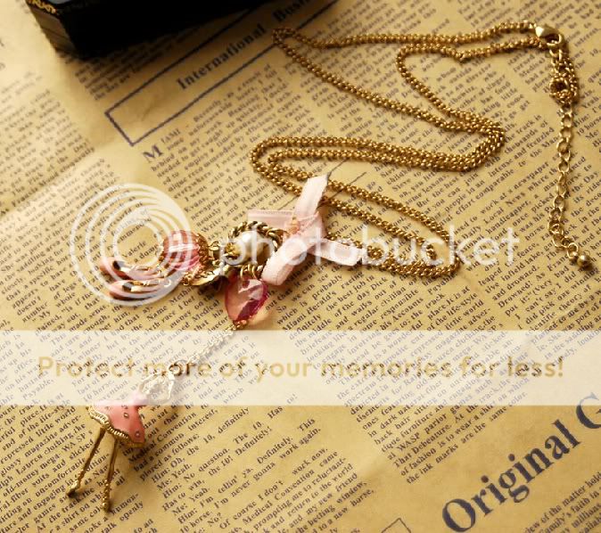 Pink Gold Color Dance Girl Shoes Fashion Necklace Z746  