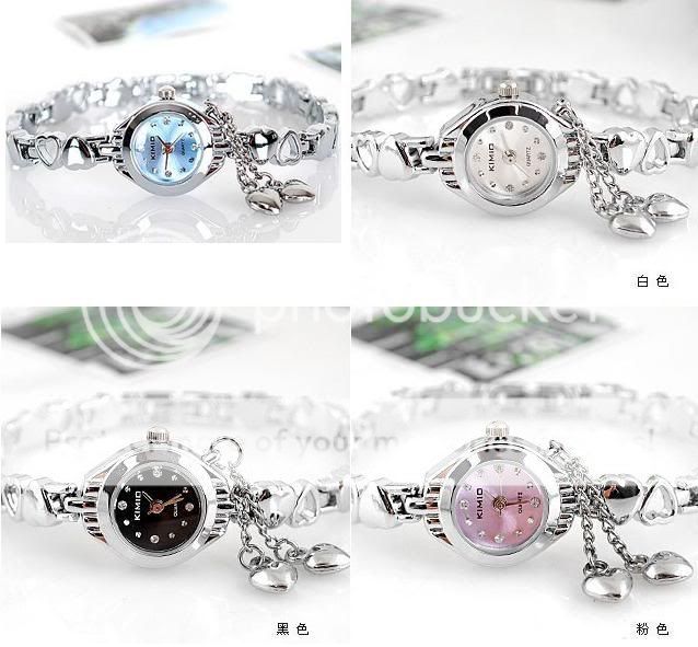 Women Heart Pendant Fashion Quartz Wrist Bracelet Watch  