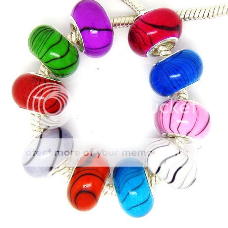 Wholesale 100Pcs charm Silver Core Acrylic Beads Fit European 