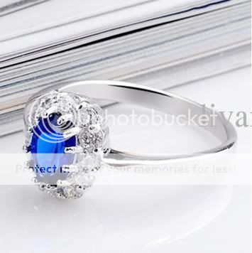 Royal Princess Blue Sapphire CZ Engagement Ring + Box  